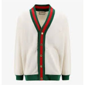 Gucci cotton jersey cardigan with Web detail size XL made in Italy